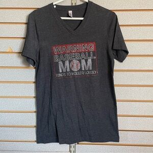 Warning baseball Mom Rhinestone‎ Blingy Short Sleeve T-shirt Small  Bella Canvas